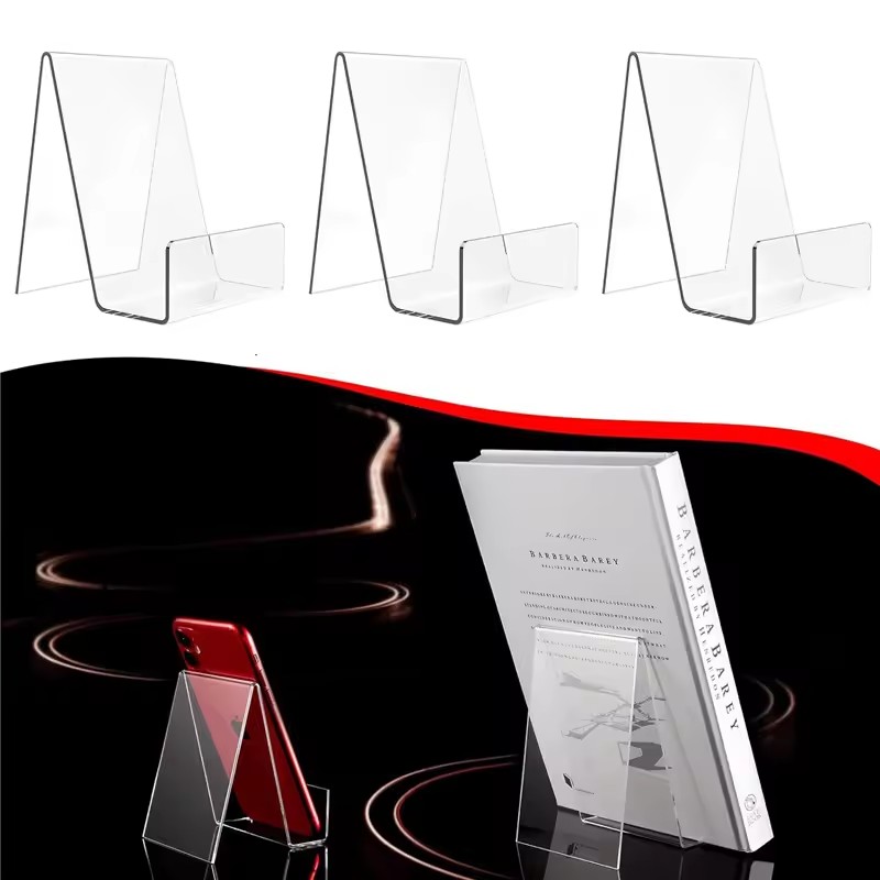 Clear Acrylic Book Stand Holder - 4 stuks transparante verstelbare boekenstandaard –