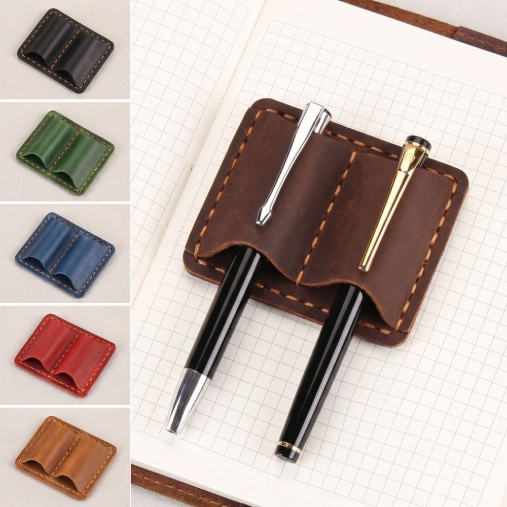 Vintage Leather Journal Notebook - Dubbele vintage leren penhouder, elegante handgemaakte