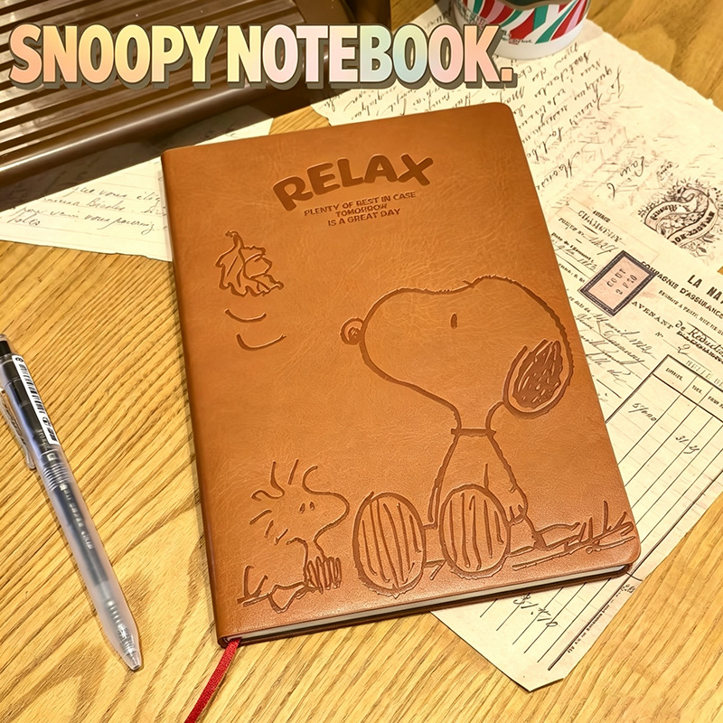 Vintage Leather Journal Notebook - Vintage Snoopy A5 lederen notitieboekje met