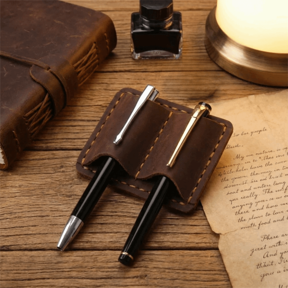 Dubbele vintage leren penhoude - Vintage Leather Journal Notebook recensie en prijs